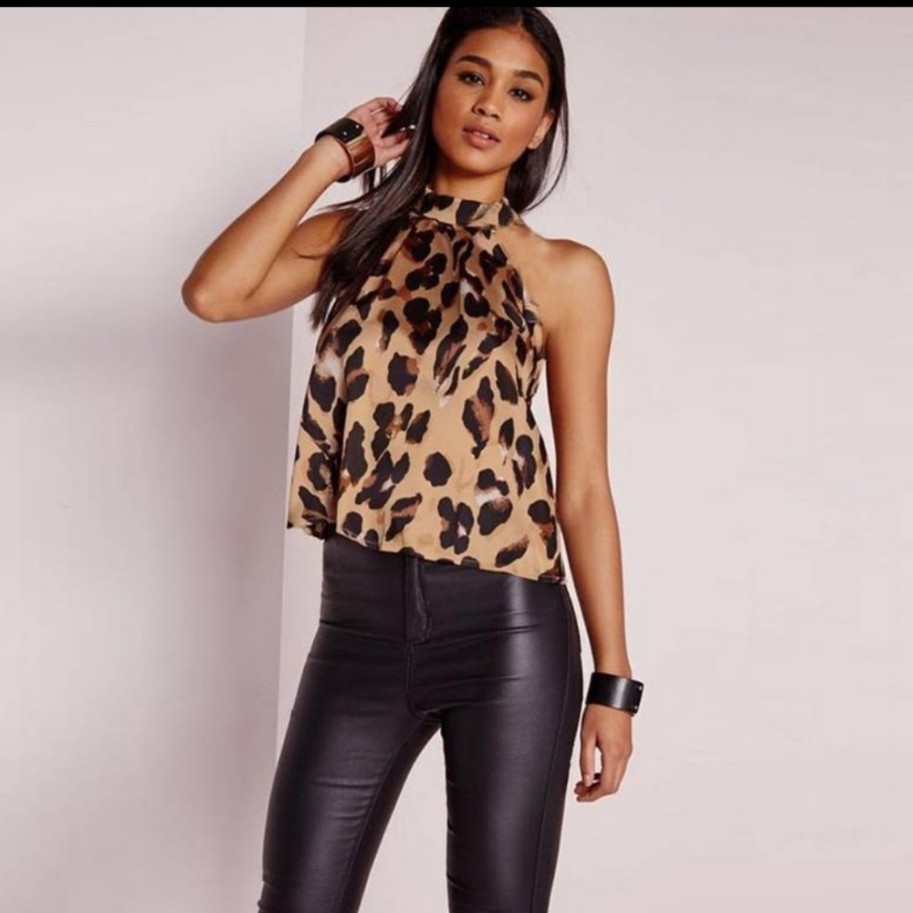 Leopard Print Halter Backless Top Nwt Two Sizes A… - image 3